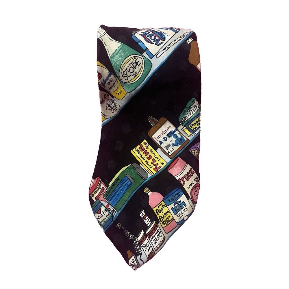 Y2k Mens Nicole Miller 1990 100% Silk Neck Tie Boys Mens Toiletries Funky Design